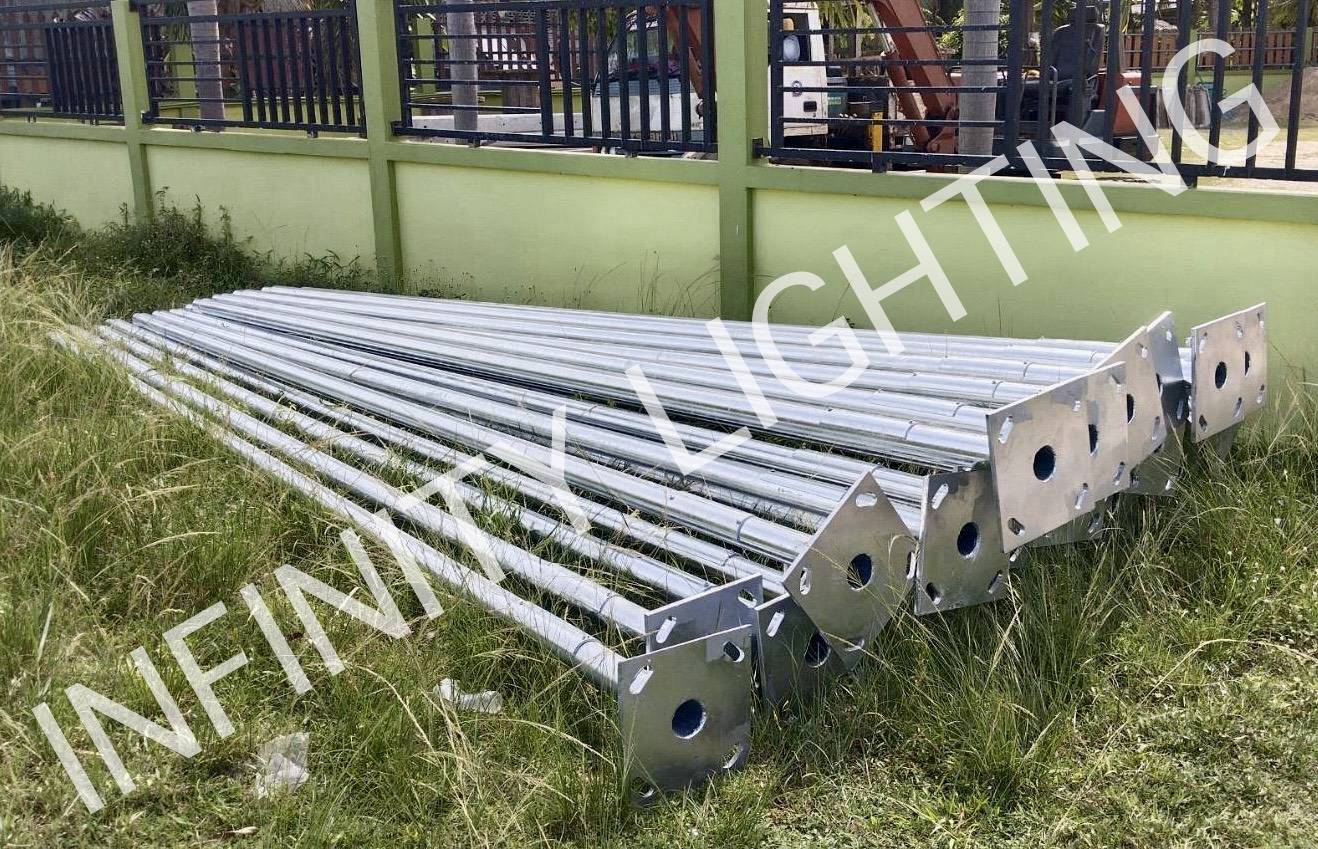 งานเสากลม 3″ สูง 6 เมตร ไม่มีกิ่งปลาย 2″ ชุบกัลวาไนซ์